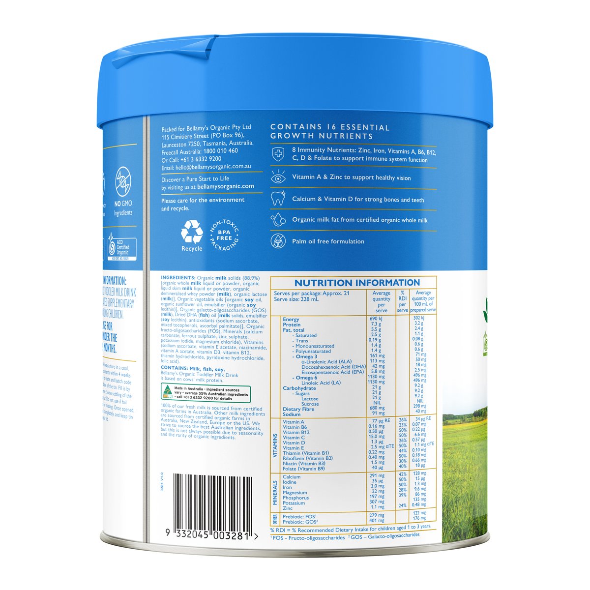 Bellamy's Organic Step 3 Toddler Milk Drink 800g - Bellamy's Organic