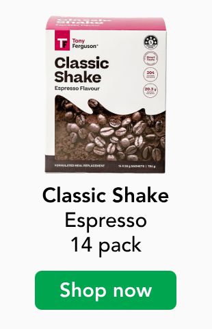 Tony Ferguson Classic shake, Espresso flavour 14 pack, Shop now
