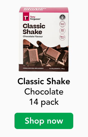 Tony Ferguson Classic shake, Chocolate flavour 14 pack, Shop now
