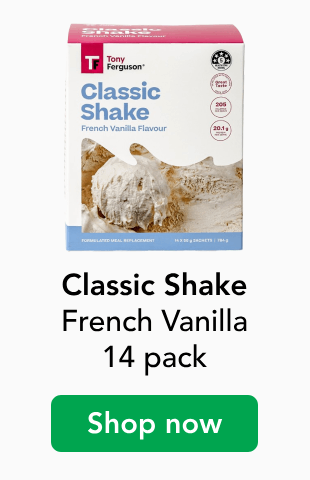 Tony Ferguson Classic shake, French Vanilla flavour 14 pack, Shop now