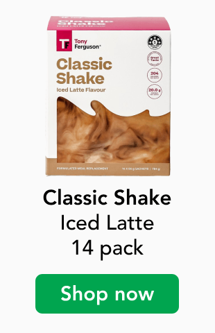 Tony Ferguson Classic shake, Iced Latte flavour 14 pack, Shop now