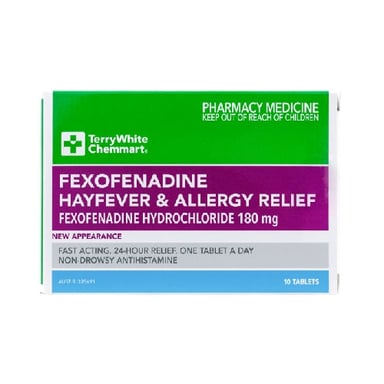 TerryWhite Chemmart Fexofenadine 180mg - 10 tablets