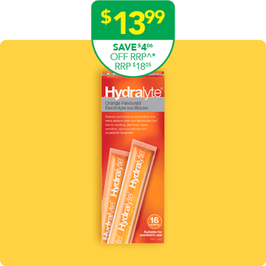 Hydralyte Ice Block Orange Flavoured 16 pack