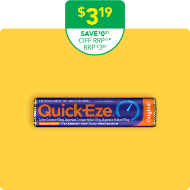 Quick-Eze Heartburn & Indigestion Relief Original 12 tablets
