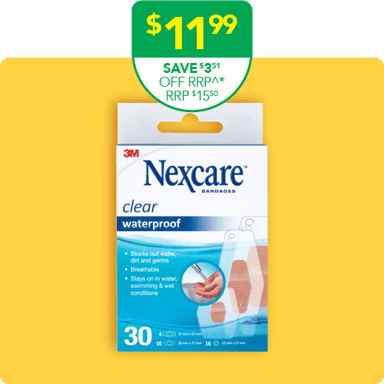 Nexcare Waterproof Bandages Clear Assorted Sizes 30 pack