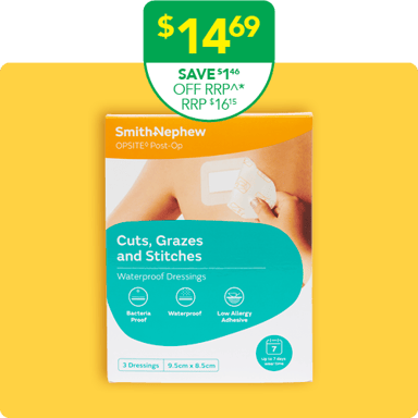 Opsite Post-Op Waterproof Barrier Dressing 9.5cm X 8.5cm - 3 pack