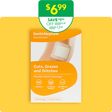 Primapore Adhesive Wound Dressing Strip 8.3cm X 6cm - 5 pack