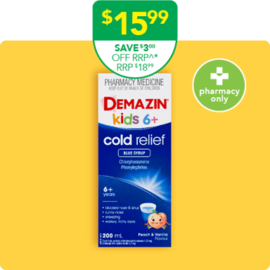 Demazin Cold Relief Blue Syrup 6 Years - Adult 200ml
