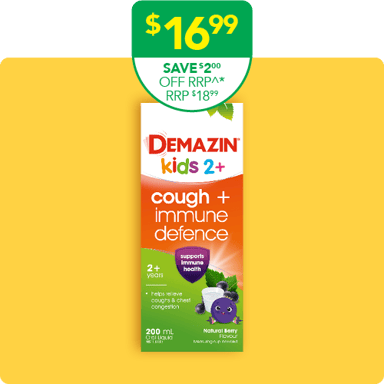 Demazin Kids 6+ Years Cold Relief Peach & Vanilla Flavour 200ml