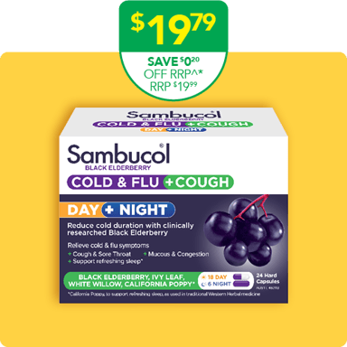 Sambucol Cold + Flu + Cough Day/Night 24 capsules