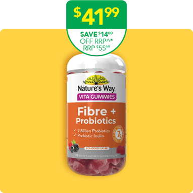 Nature's Way Digestive Vita Gummies Fibre + Probiotics 125 Pack