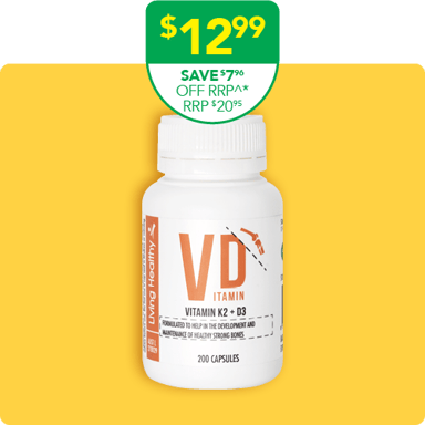 Living Healthy Vitamin K2 + D3 - 200 soft gel capsules