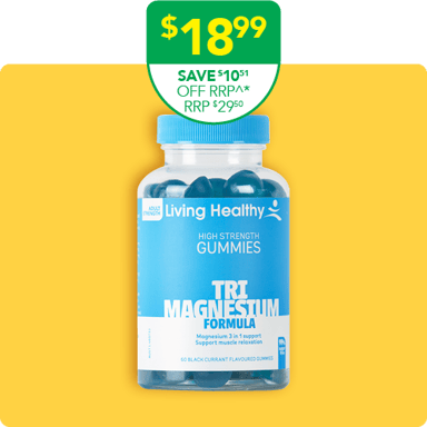 Living Healthy Adults Gummies Magnesium 3 in 1 Support 60 pastilles