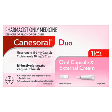 Canesoral Duo Fluconazole One Capsule & Clotrimazole Cream 1 pack