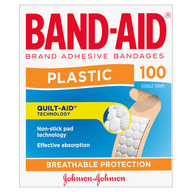 Band-Aid Plastic Strips 100 pack