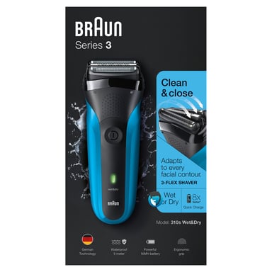 Braun Series 3 - 310S Rechargeable Wet & Dry Electric Shaver Blue 1 unit