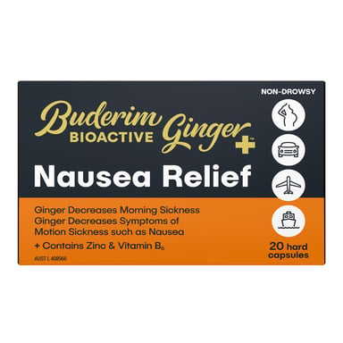 Buderim Bioactive Ginger+ Nausea Relief 20 capsules