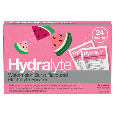 Hydralyte Electrolyte Powder Watermelon Burst 24 sachets