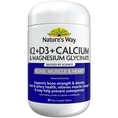 Nature's Way K2+ D3 + Calcium & Magnesium Glycinate 80 tablets