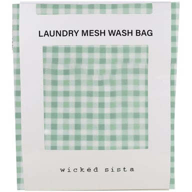 Wicked Sista Laundry Mesh Wash Bag Mint Gingham 1 each