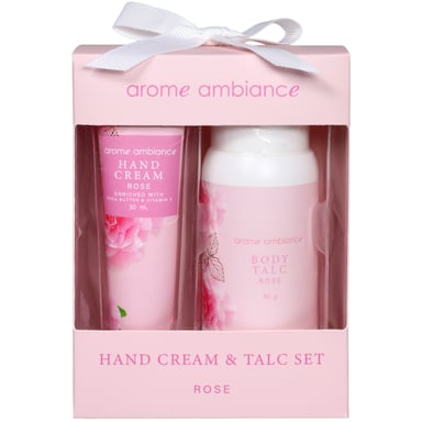 Arome Ambiance Timeless Florals Hand Cream & Talc Set Rose 2 piece