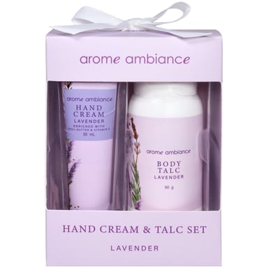 Arome Ambiance Timeless Florals Hand Cream & Talc Set Lavender 2 piece
