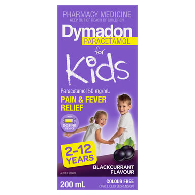 Dymadon Paracetamol 2-12yrs Blackcurrant 200ml