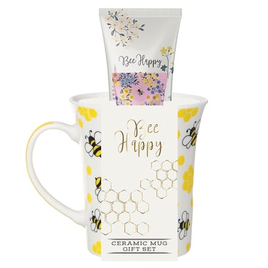 Bee Happy Ceramic Mug Gift Set 2 piece