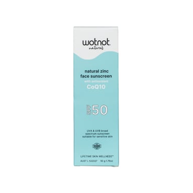 Wotnot Naturals Zinc Face Sunscreen SPF50 With CoQ10 50g