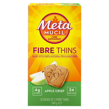 Metamucil Fibre Supplement Fibre Thins Apple Crisp Fibre 12 pack