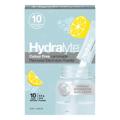 Hydralyte Stick Sachets Lemonade Electrolyte Powder 10 pack