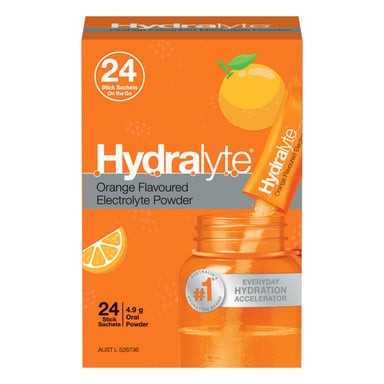 Hydralyte Stick Sachets Orange Electrolyte Powder 24 pack