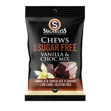 Sugarless Vanilla and Choc Mix Chews 70g