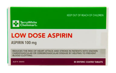 TerryWhite Chemmart Aspirin Low Dose 100mg - 84 tablets