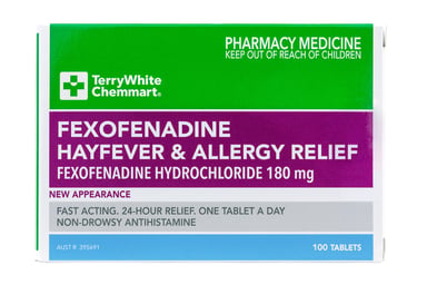 TerryWhite Chemmart Fexofenadine 180mg - 100 tablets