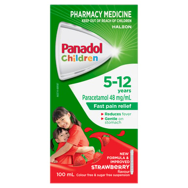 Panadol Children 5-12 Years Colourfree Suspension Strawberry Flavour 100ml