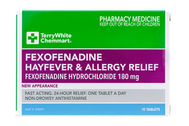 TerryWhite Chemmart Fexofenadine 180mg - 10 tablets