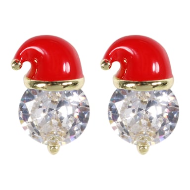 Wicked Sista Crystal Santa Studs Gold 1 each