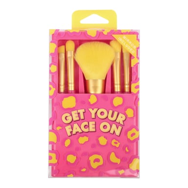 GFA Neon Animal On The Go Brush Kit With Mirror Case 5 piece