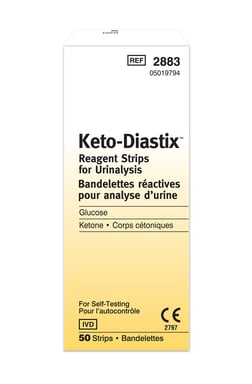 Ascensia Keto-Diastix Urine Ketone/Glucose Test Strips 50 pack