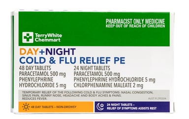 TerryWhite Chemmart Cold & Flu Relief Day & Night PE 72 tablets