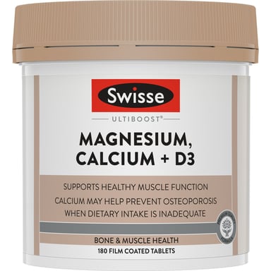 Swisse Ultiboost Magnesium Calcium + Vitamin D3 - 180 tablets