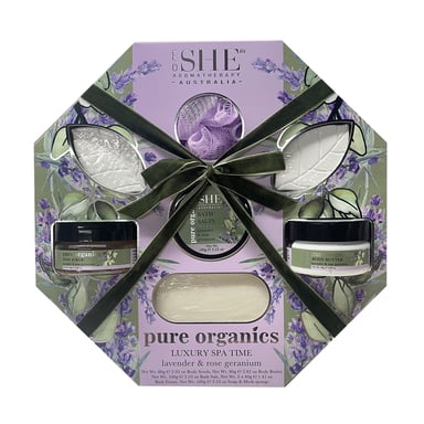 She Aromatherapy Pure Organics Luxury Spa Time Set Lavender & Rose Geranium 1 each