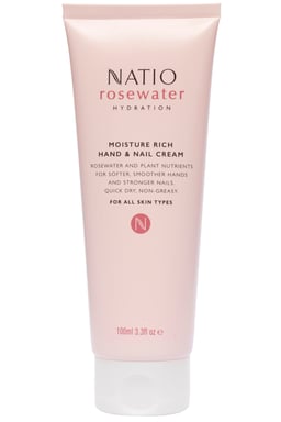 Natio Rosewater Hydration Moisture Rich Hand & Nail Cream 100ml