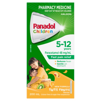 Panadol Children 5-12 Years Colourfree Suspension Tuti Fruity Flavour 200ml