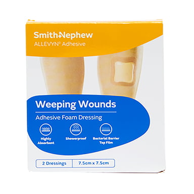 Allevyn Adhesive Foam Dressing 7.5cm X 7.5cm - 2 pack