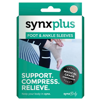 SynxBody Synxplus Foot and Ankle Sleeve - Nude Extra Large 1 pair