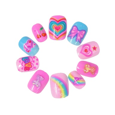 Pink Poppy  3D Gummy Bear Press On Nails 1 each