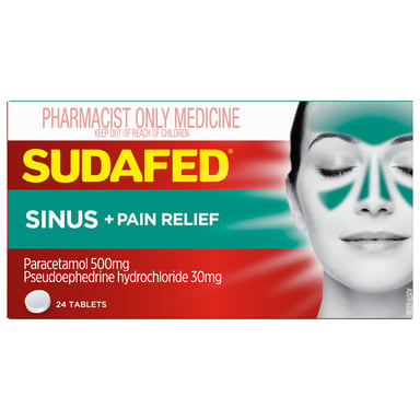 Sudafed PSE Sinus & Pain Relief 24 tablets