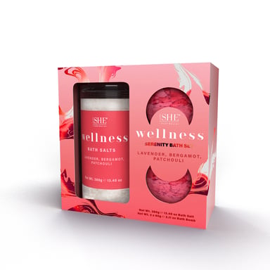 She Aromatherapy Wellness Relaxing Bathing Set Lavender, Bergamot & Patchouli 3 piece